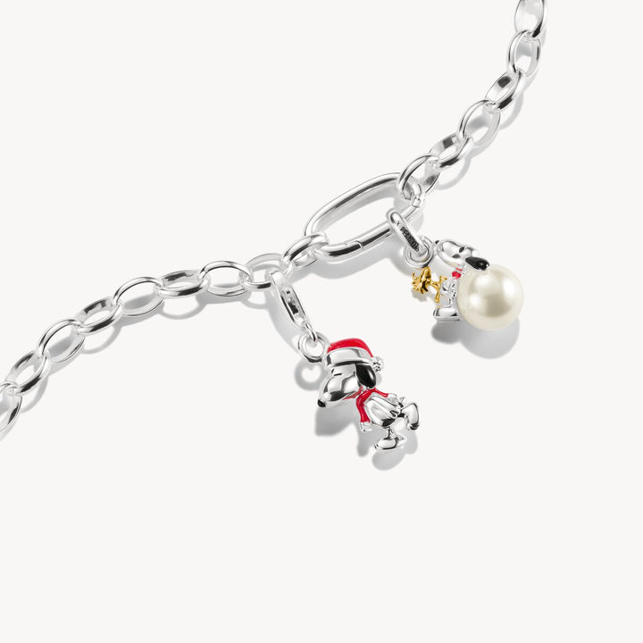 THOMAS SABO 18K Gold Plated Connect Charm Pendant with Pearl Snoopy Woodstock Peanuts CCC1308