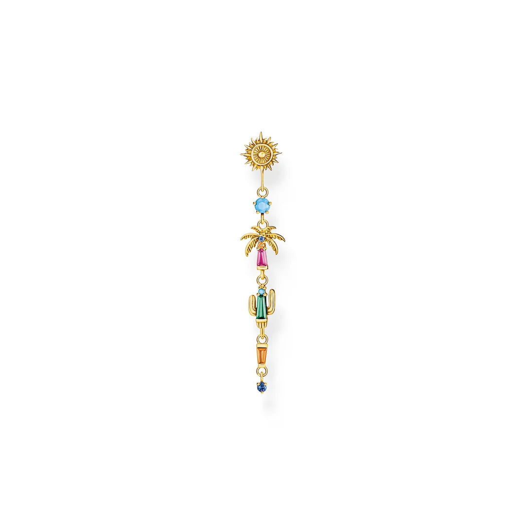 THOMAS SABO SINGLE EARRING with Colourful Sun, Palm Tree & Cactus TH2286Y