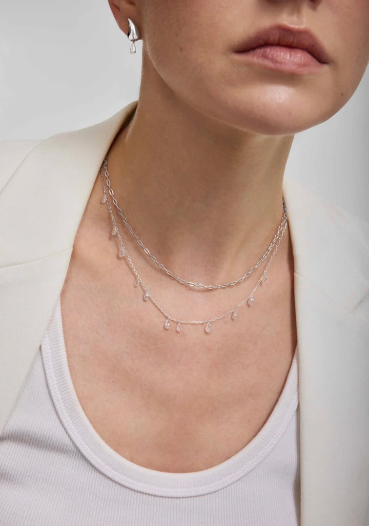 ANIA HAIE Silver Polished Teardrop Dangle Station 40.5-45.5cm Necklace  N078-02H