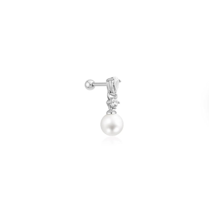 Ania Haie Silver Shell Pearl Dangling Barbell Single Earring E070-15H
