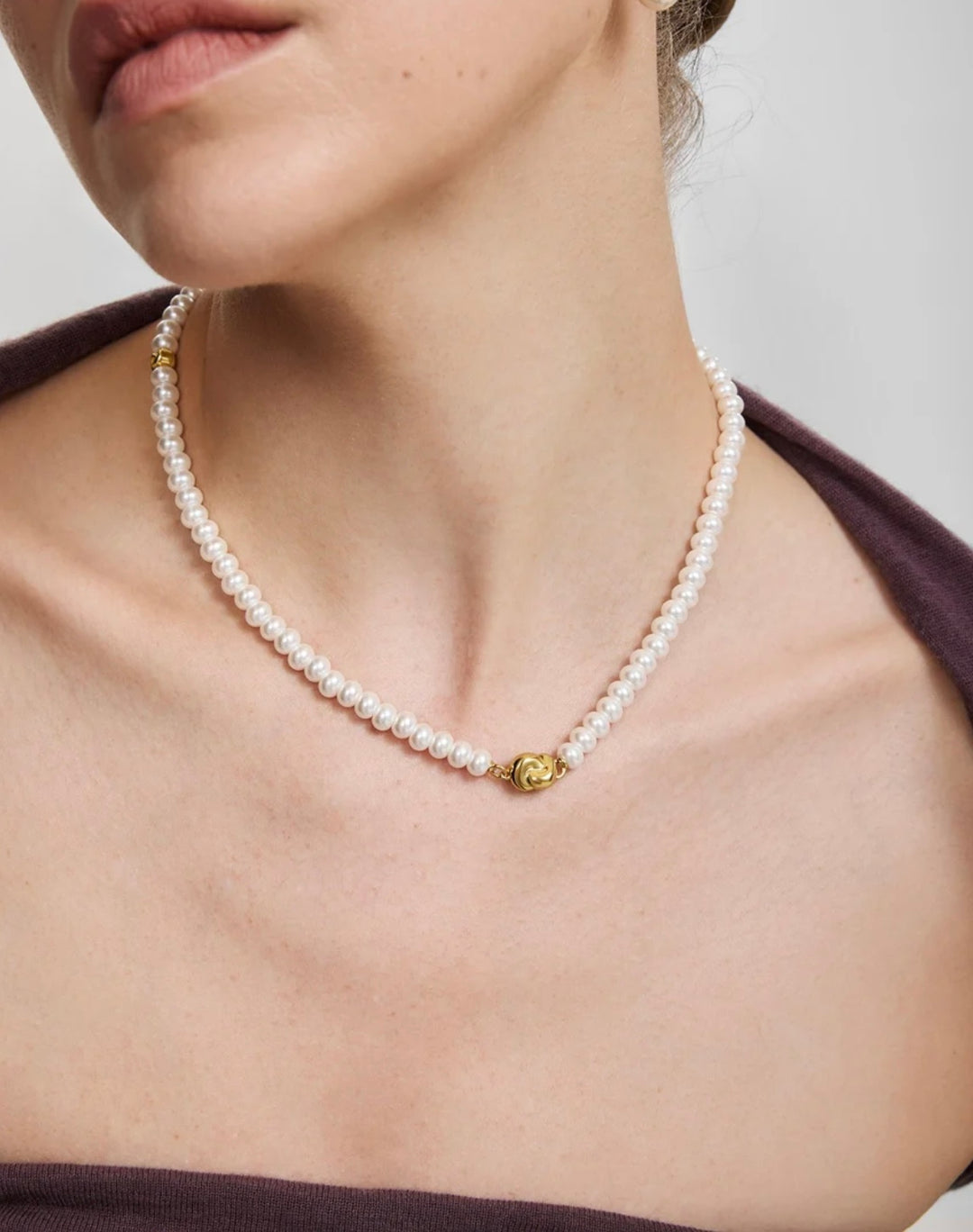Ania Haie Gold Glass Pearl Beaded Twist Station 43cm Necklace N077-02G