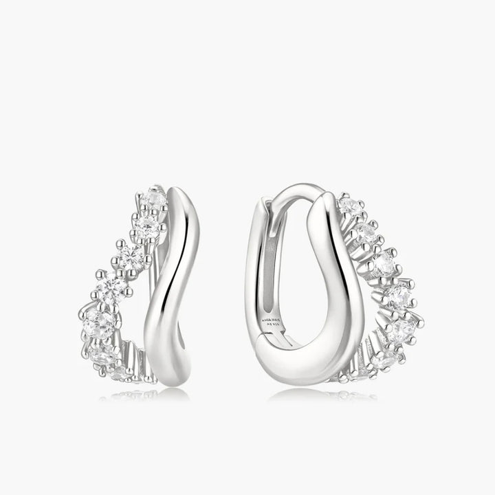 Ania Haie Silver Duet Wave Huggie Hoop Earrings E079-10H