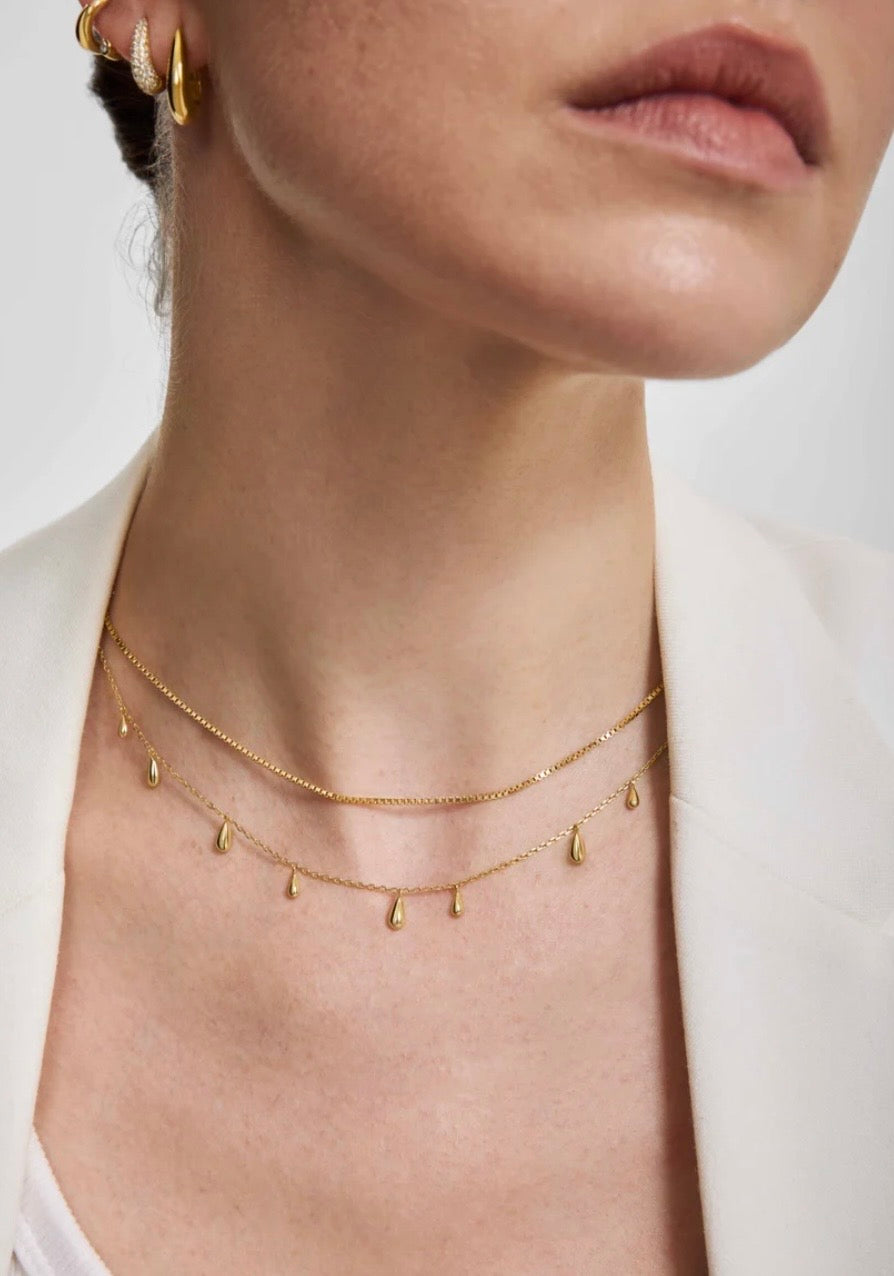 ANIA HAIE Gold Polished Teardrop Dangle Station 40.5-45.5cm Necklace  N078-02G