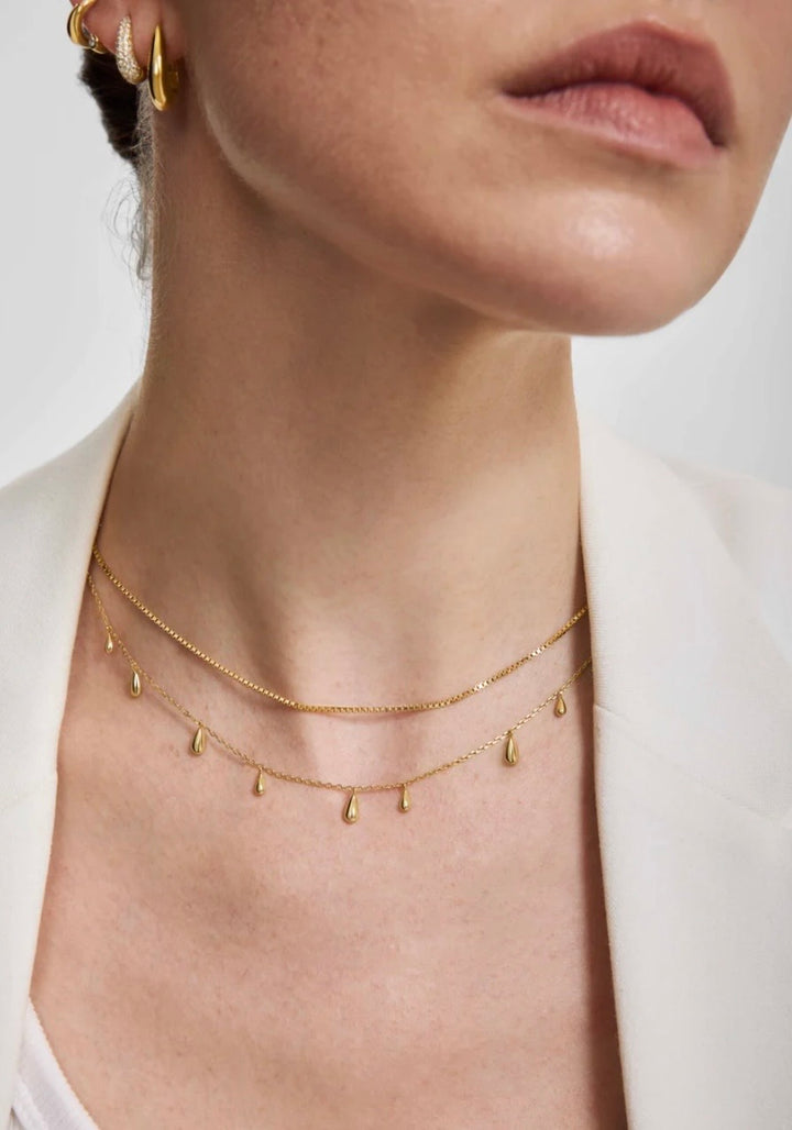 ANIA HAIE Gold Polished Teardrop Dangle Station 40.5-45.5cm Necklace  N078-02G