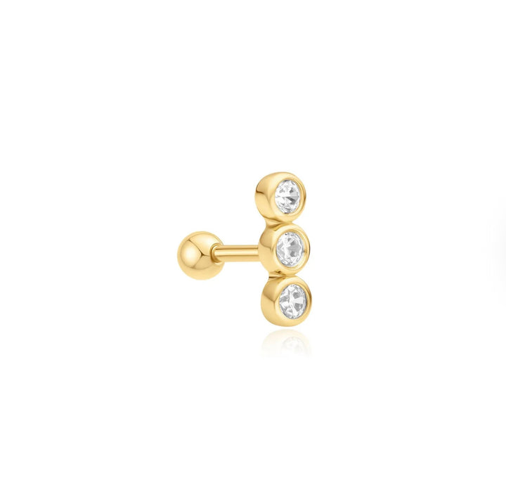 Ania Haie Gold Triple Stone Bezel Barbell Single Earring E070-05G