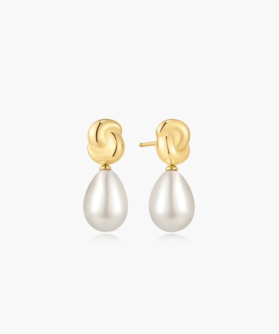 Ania Haie Gold Twist & Shell Pearl Drop Stud Earrings E077-02G