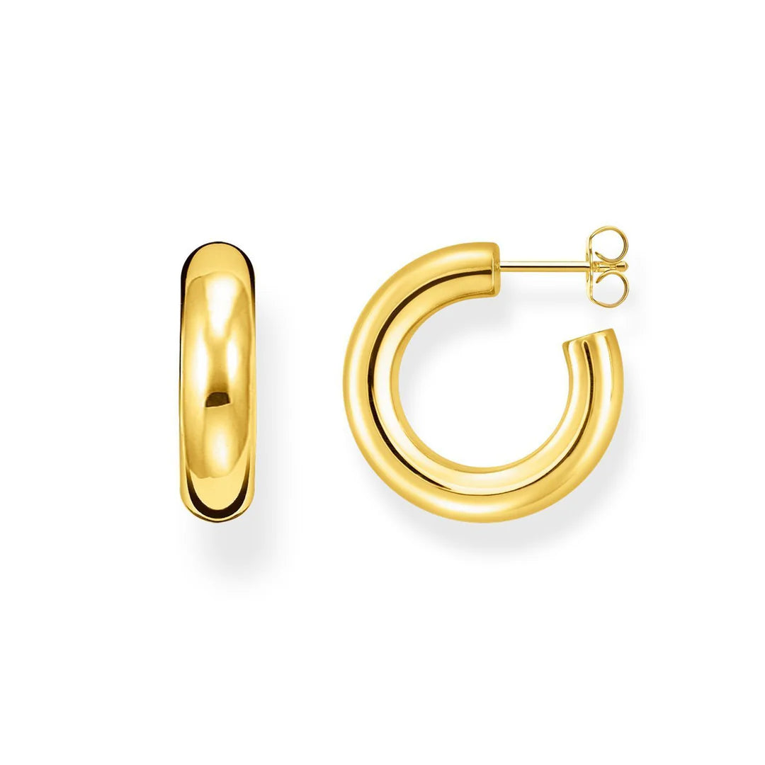 THOMAS SABO CHUNKY HOOP EARRINGS - Small Gold Plated TCR635Y