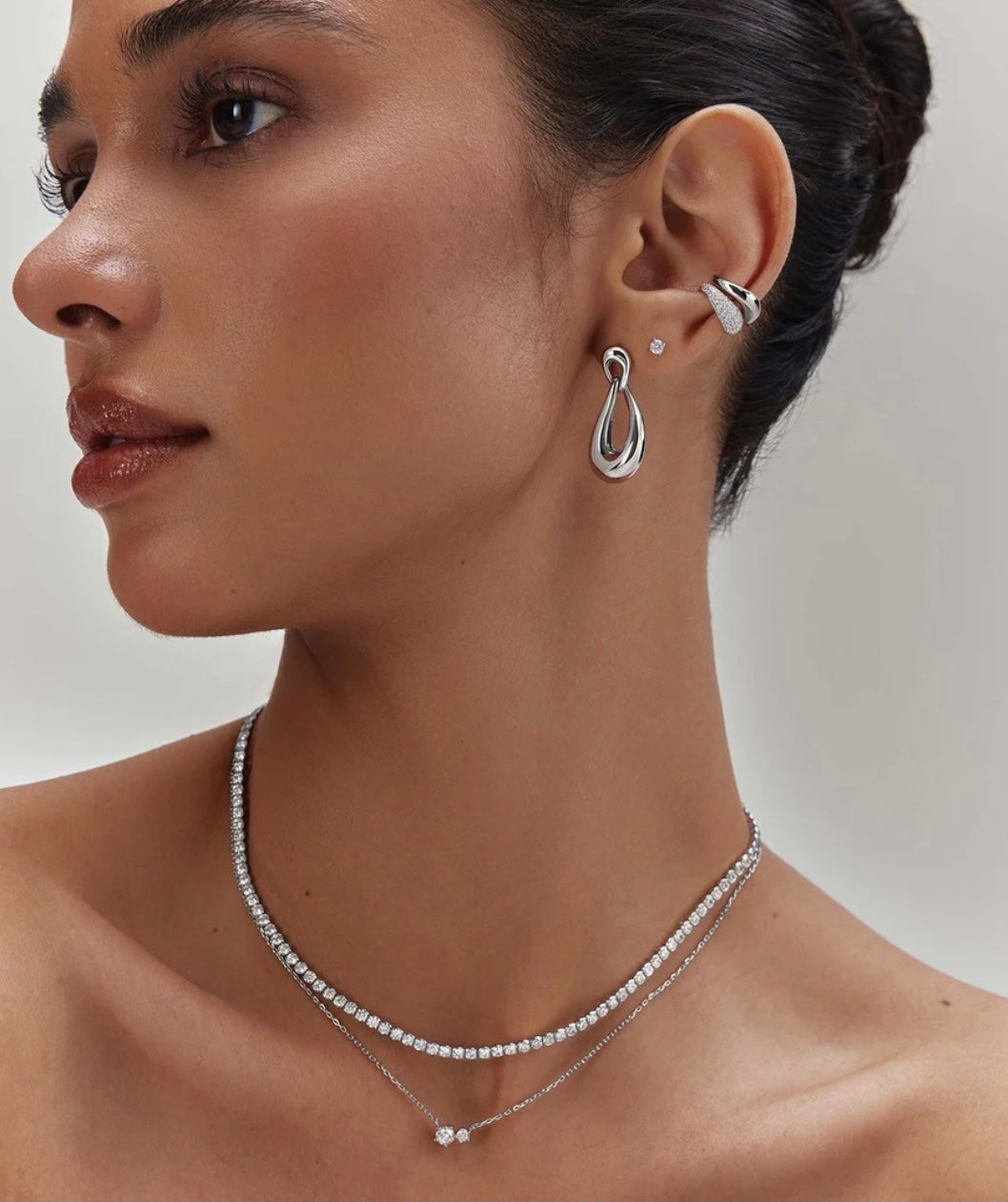 Ania Haie Silver Interlocked Waves Stud Hoop Earrings E077-06H