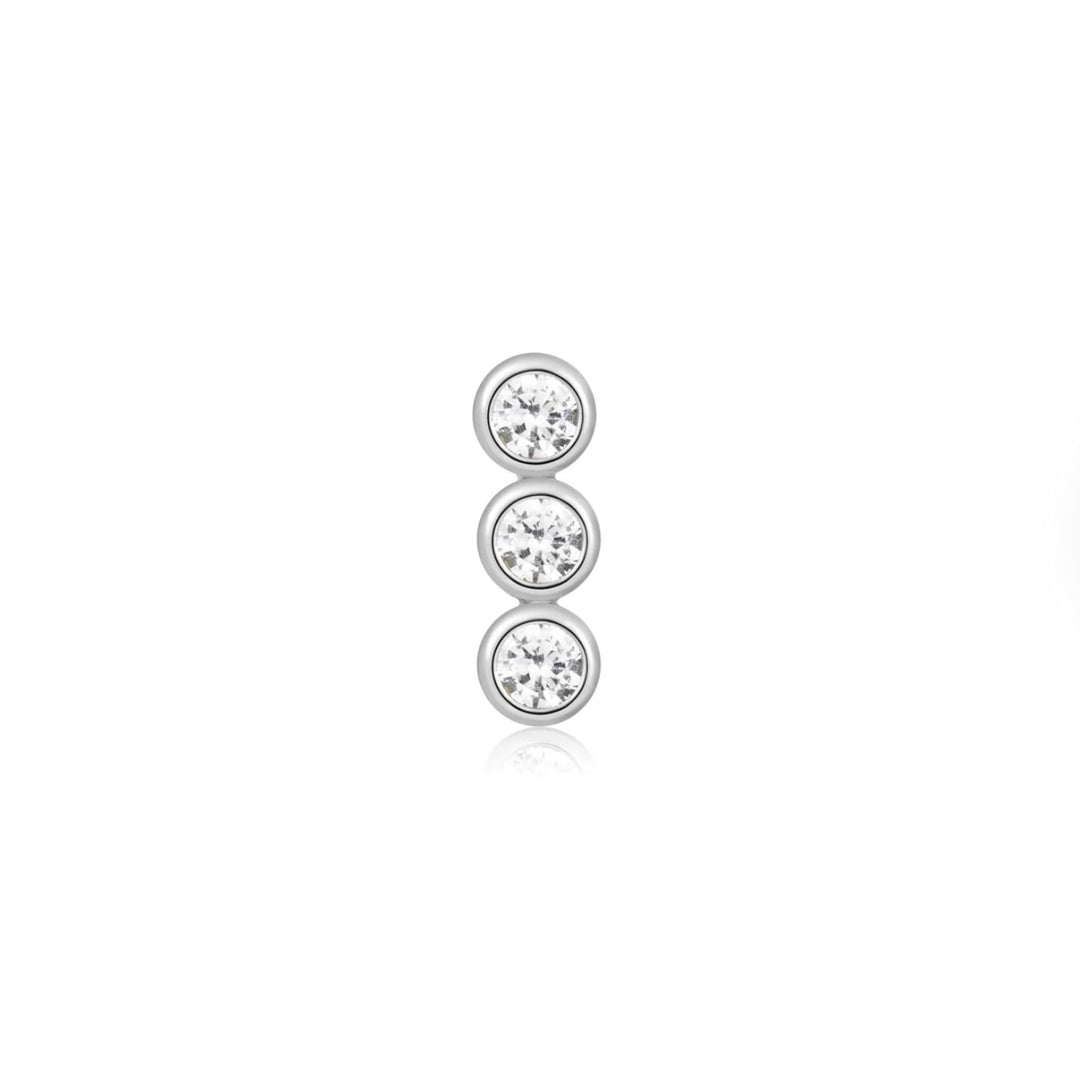 Ania Haie Silver Triple Stone Bezel Barbell Single Earring E070-05H