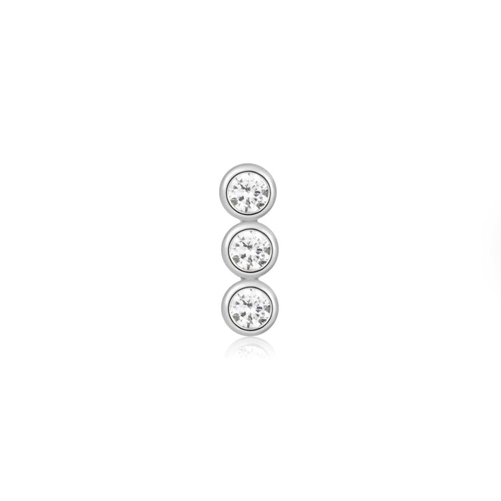 Ania Haie Silver Triple Stone Bezel Barbell Single Earring E070-05H