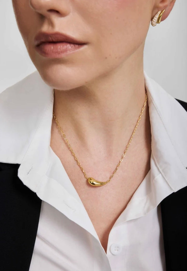 ANIA HAIE Gold Curved Teardrop 43cm Necklace N078-06G