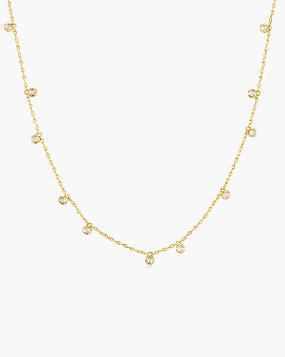 Ania Haie Gold Bezel-Set Droplet Station Necklace N076-05G