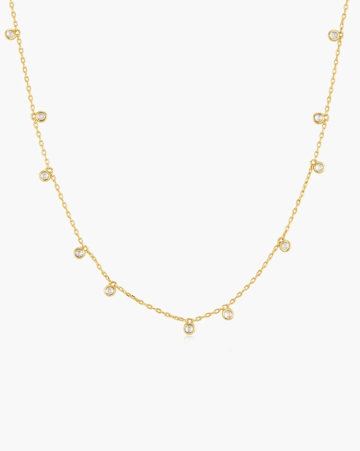 Ania Haie Gold Bezel-Set Droplet Station Necklace N076-05G
