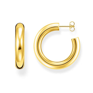 THOMAS SABO CHUNKY HOOP EARRINGS - Medium Gold Plated TCR636Y