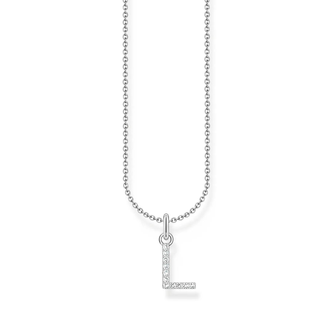 THOMAS SABO NECKLACE with Letter Pendant L and White Zirconia - SILVER TKE2251