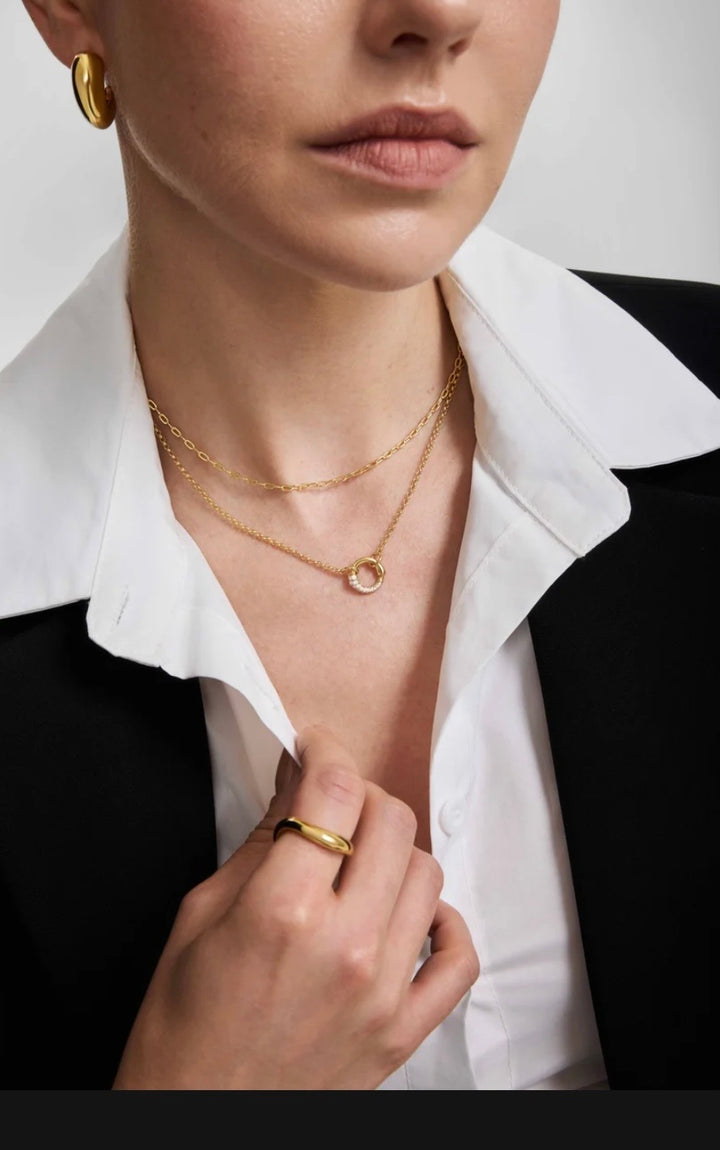 ANIA HAIE Gold Half Pavé & Polish Hoop 43cm Necklace N078-03G