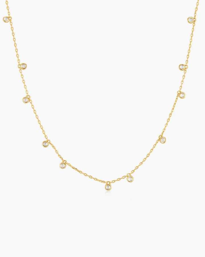 Ania Haie Gold Bezel Round & Teardrop Drop Station Necklace N076-09G