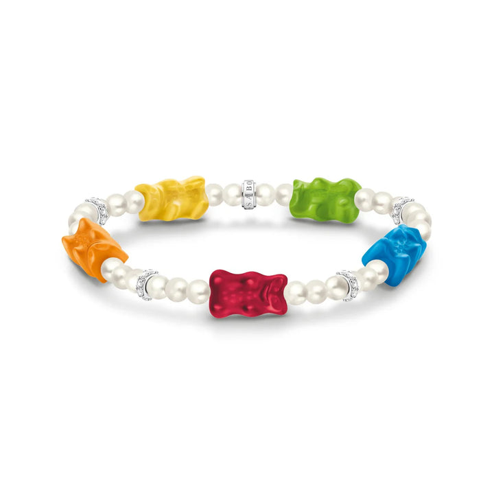 Thomas Sabo Pearl Bracelet with 5 Colourful Goldbear TA2153