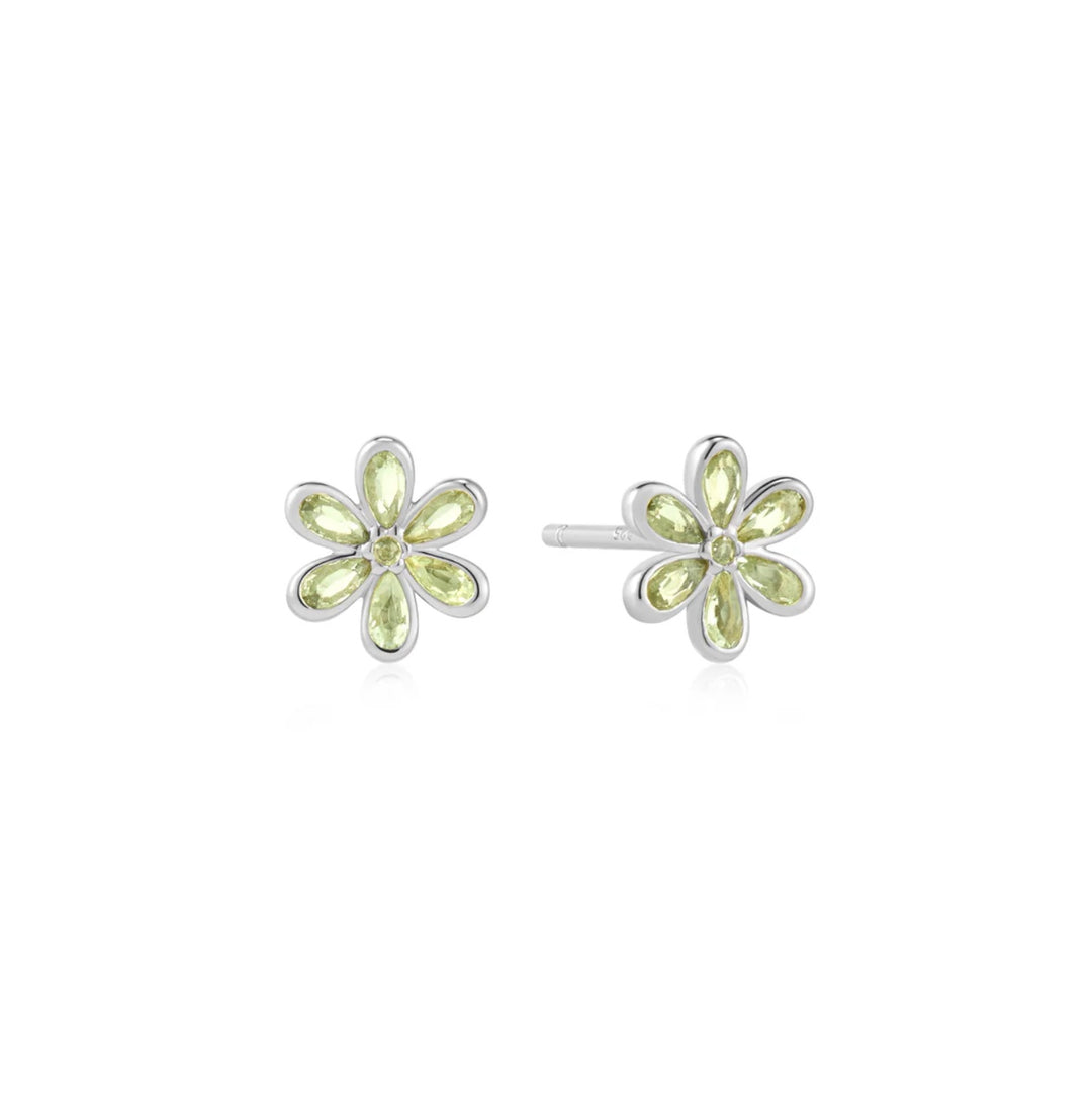 Ania Haie Silver Mint Green CZ Floral Stud Earrings E073-06H