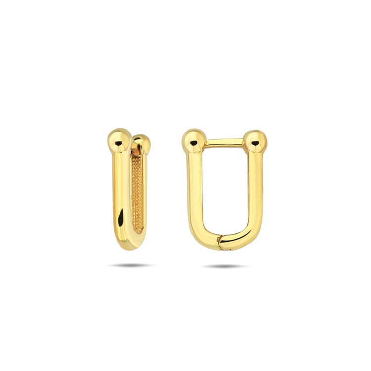 9K Yellow Gold Industrial Huggie Earrings