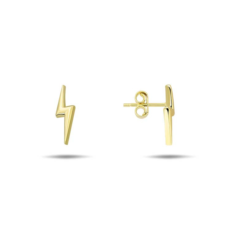 9K Yellow Gold Lightning Stud Earrings