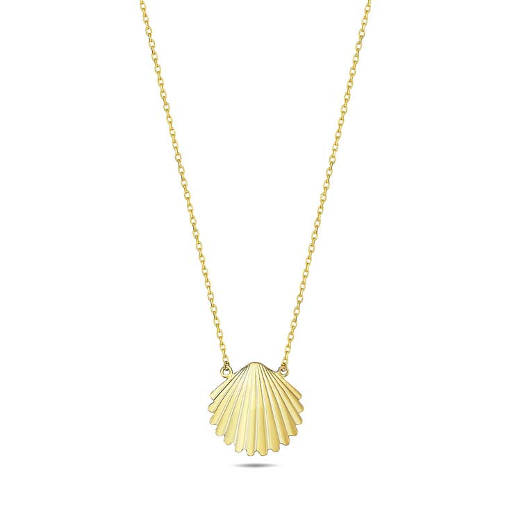 9K Yellow Gold Clam Shell Necklace 40-45cm