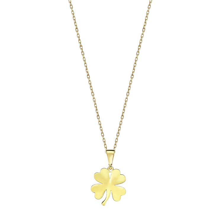 9K Yellow Gold Lucky Clover Necklace 40-45cm