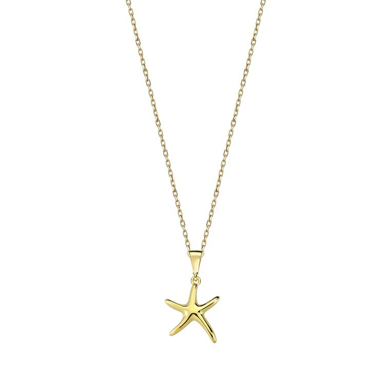 9K Yellow Gold Starfish Necklace 40-45cm