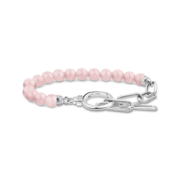 THOMAS SABO Link Bracelet with Rose Quartz Beads Silver TA2134RQ