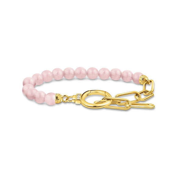 THOMAS SABO Link Bracelet with Rose Quartz Beads Gold TA2134RQY