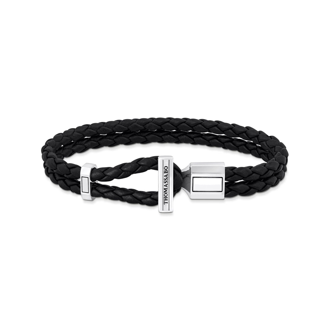 THOMAS SABO Double Bracelet with Braided, Black Leather TA2148BL