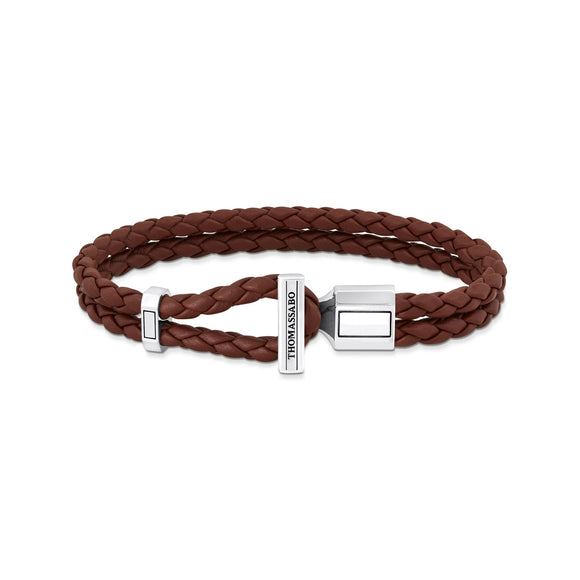 THOMAS SABO Double Bracelet with Braided, Brown Leather TA2148BR
