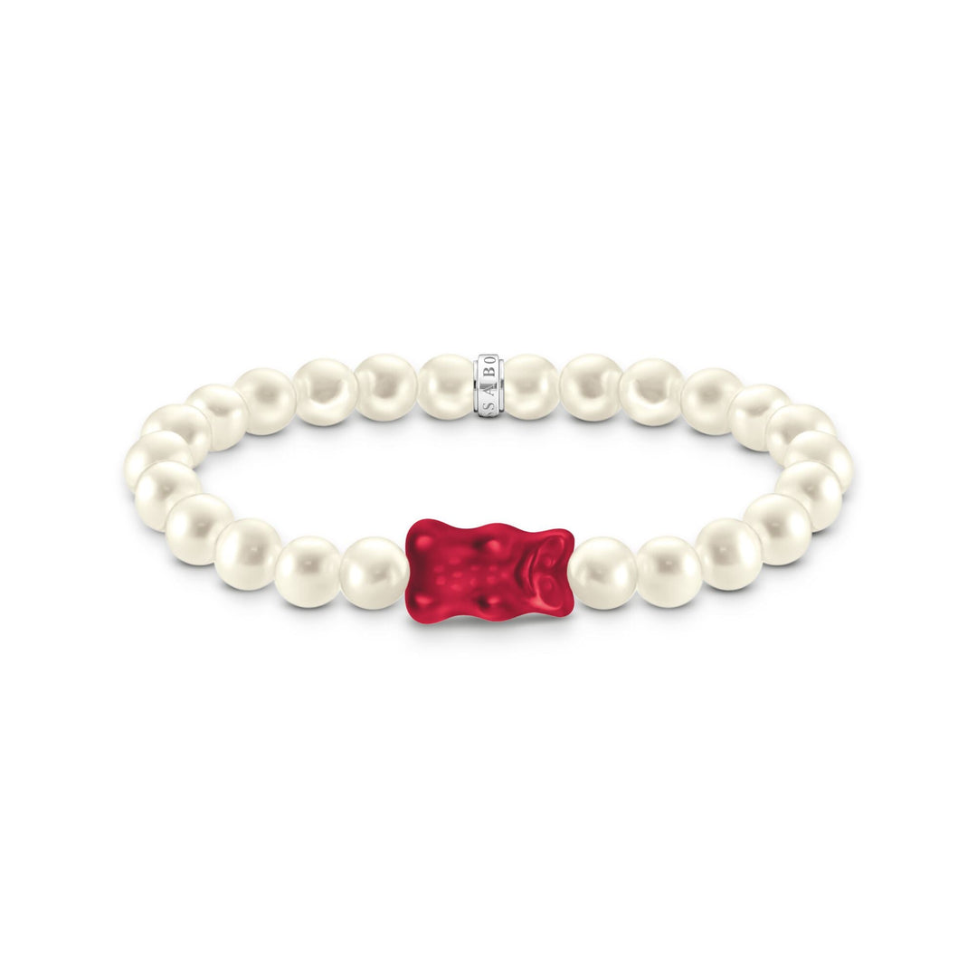 THOMAS SABO Pearl bracelet with red goldbears