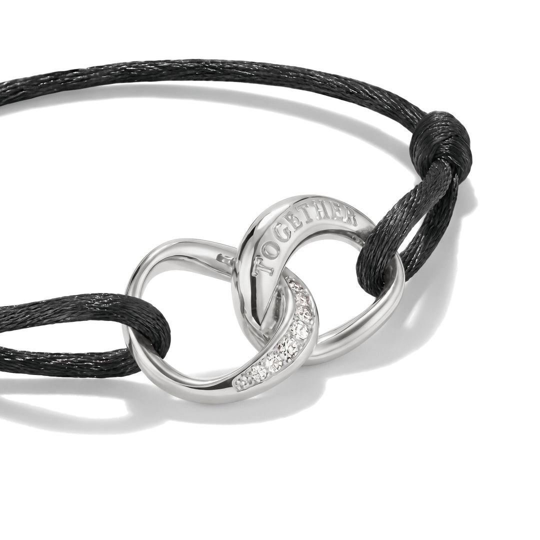 THOMAS SABO Textile bracelet Together black with zirconia TA2236BL