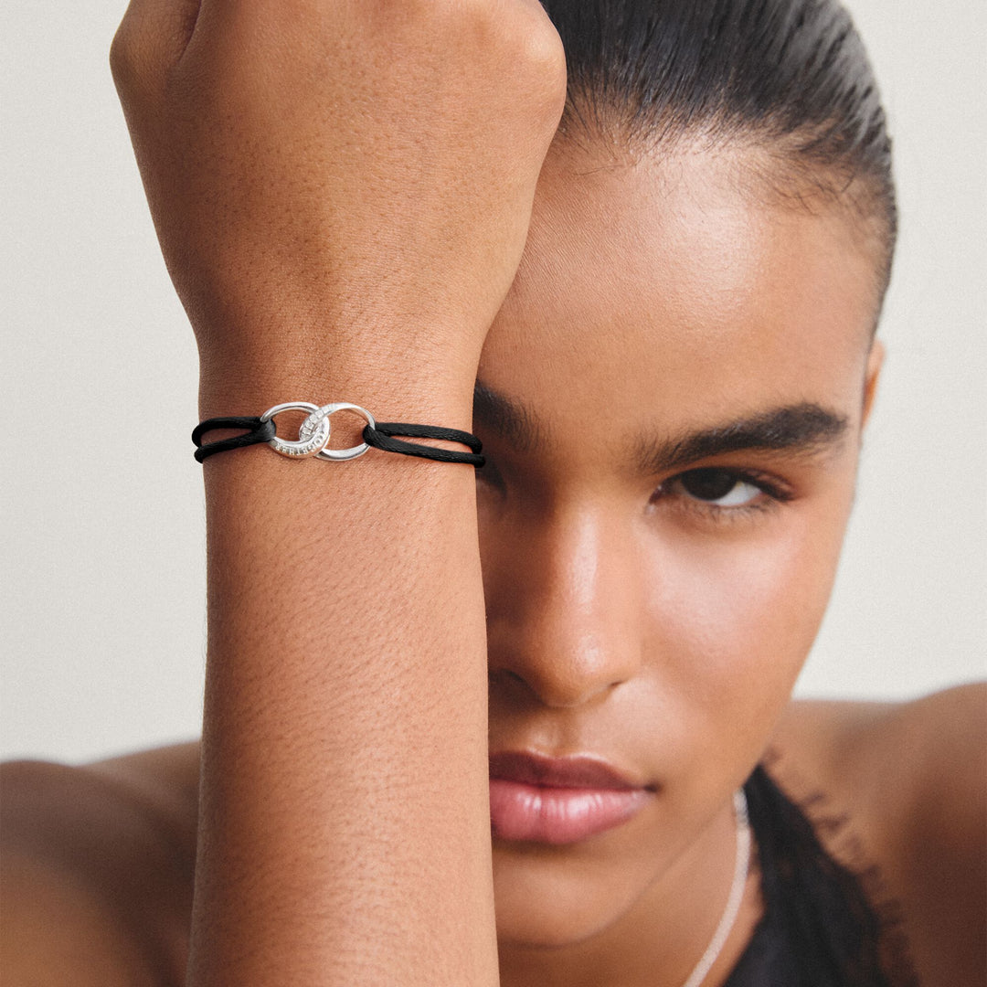 THOMAS SABO Textile bracelet Together black with zirconia TA2236BL
