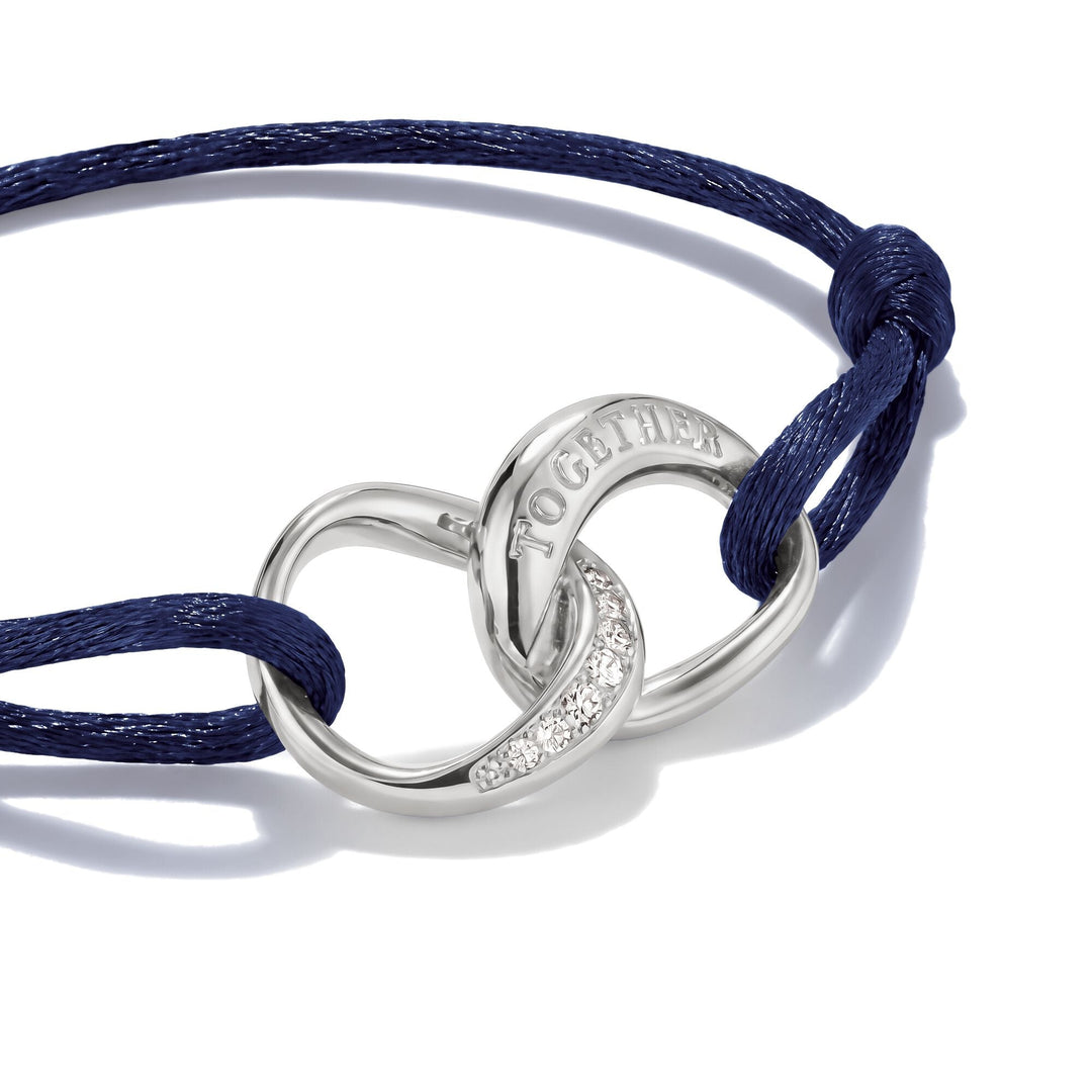 THOMAS SABO Textile bracelet Together dark blue with zirconia TA2236DB