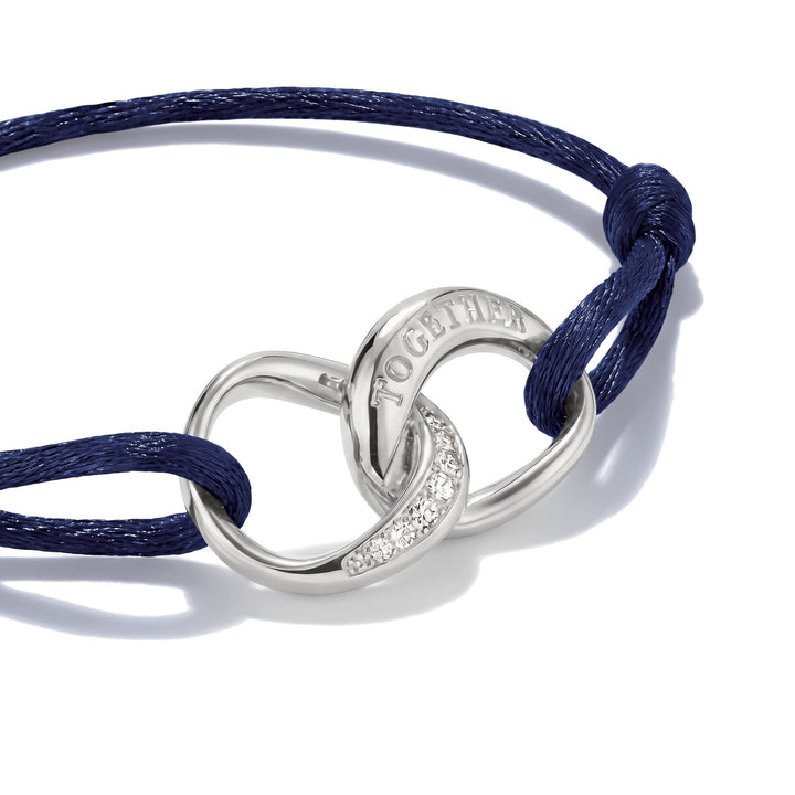 THOMAS SABO Textile bracelet Together dark blue with zirconia TA2236DB