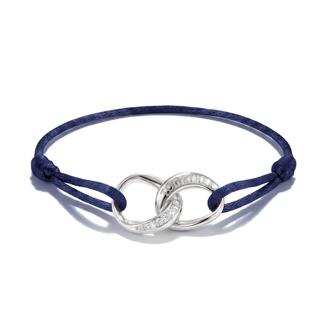 THOMAS SABO Textile bracelet Together dark blue with zirconia TA2236DB