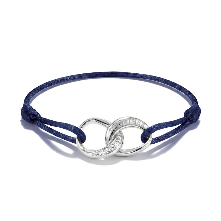 THOMAS SABO Textile bracelet Together dark blue with zirconia TA2236DB