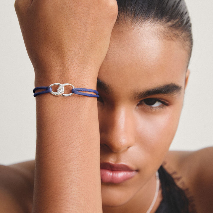 THOMAS SABO Textile bracelet Together dark blue with zirconia TA2236DB