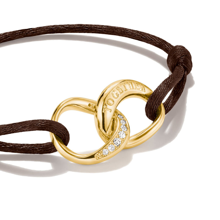 THOMAS SABO Textile bracelet Together brown with zirconia TA2236MBRY