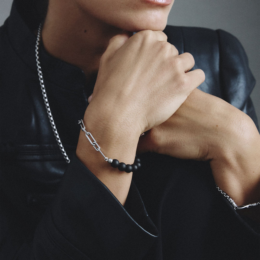 Thomas Sabo Stainless Steel Obsidian Bead Bracelet TA2254SBL