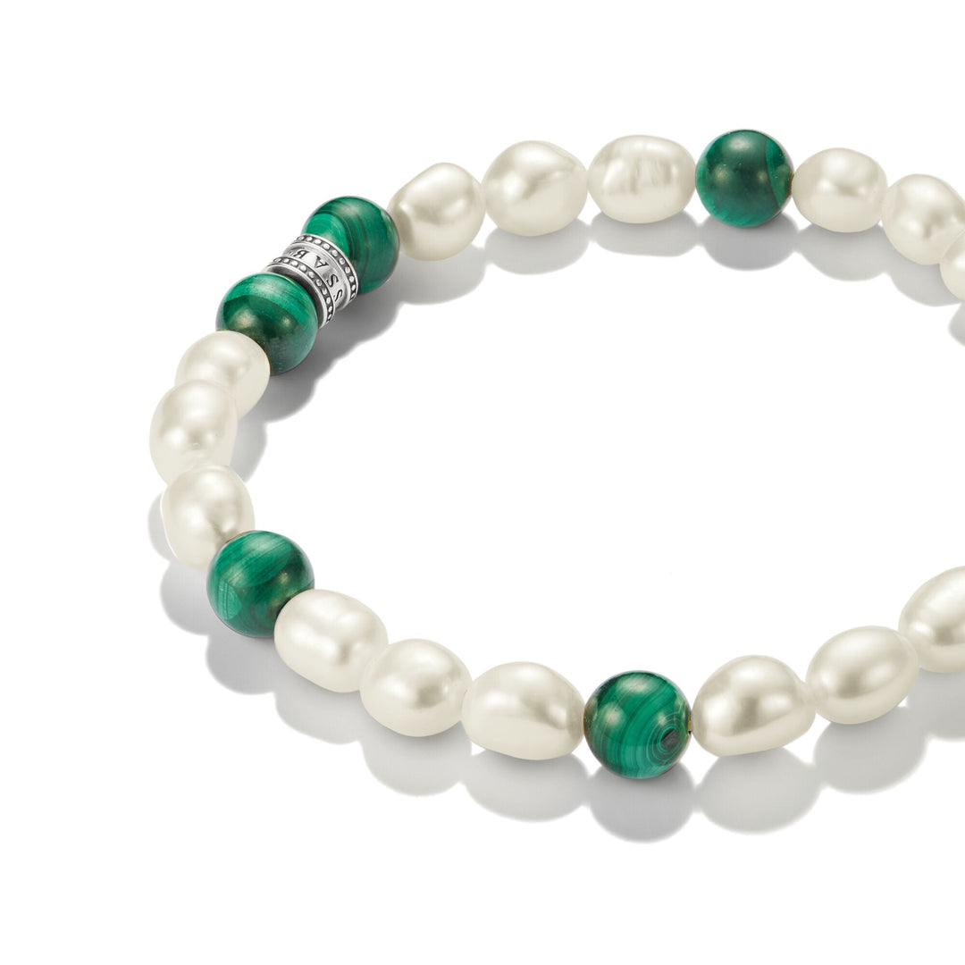 Thomas Sabo Stainless Steel Malachite and Freshwater Pearl Bracelet TA2255SGR
