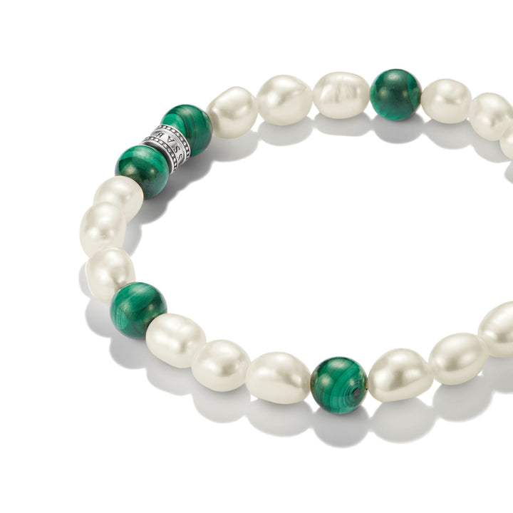 Thomas Sabo Stainless Steel Malachite and Freshwater Pearl Bracelet TA2255SGR