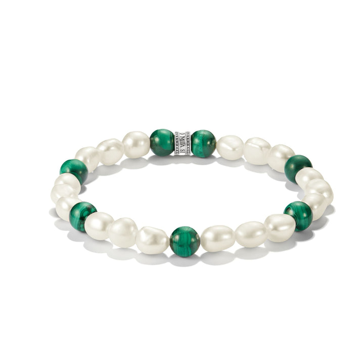 Thomas Sabo Stainless Steel Malachite and Freshwater Pearl Bracelet TA2255SGR