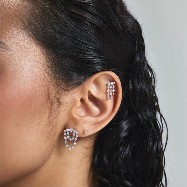 Ania Haie Silver Triple Fringe Stud Earrings E079-06H