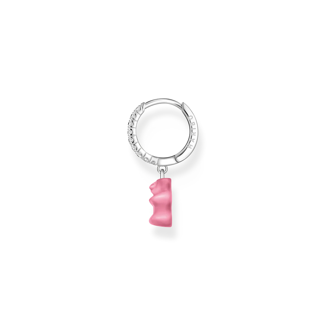 THOMAS SABO Single Hoop Earring with Pink Goldbears Pendant & Zirconia TCR726P