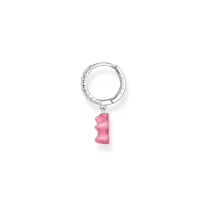 THOMAS SABO Single Hoop Earring with Pink Goldbears Pendant & Zirconia TCR726P