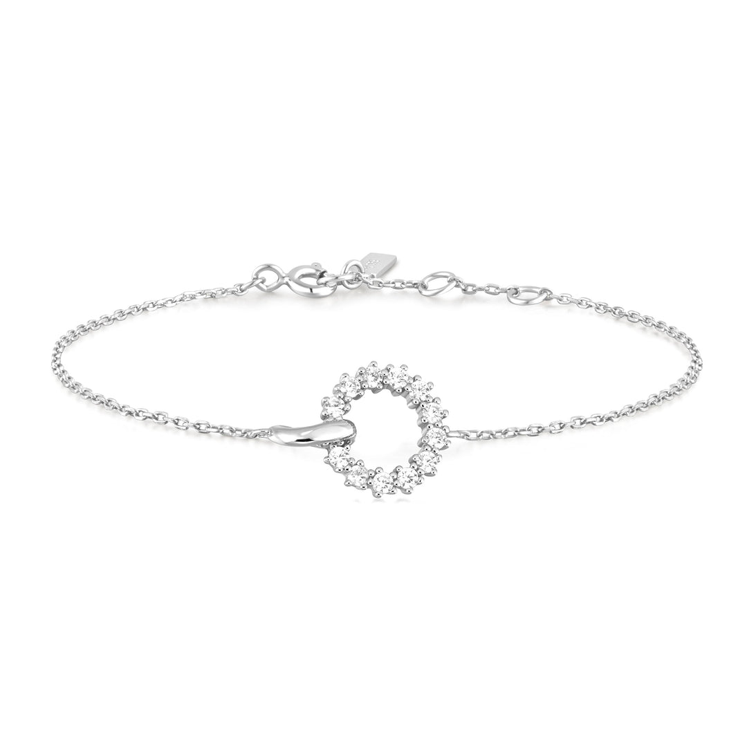 Ania Haie Silver Interlinked Circles Pave Bracelet B056-01H