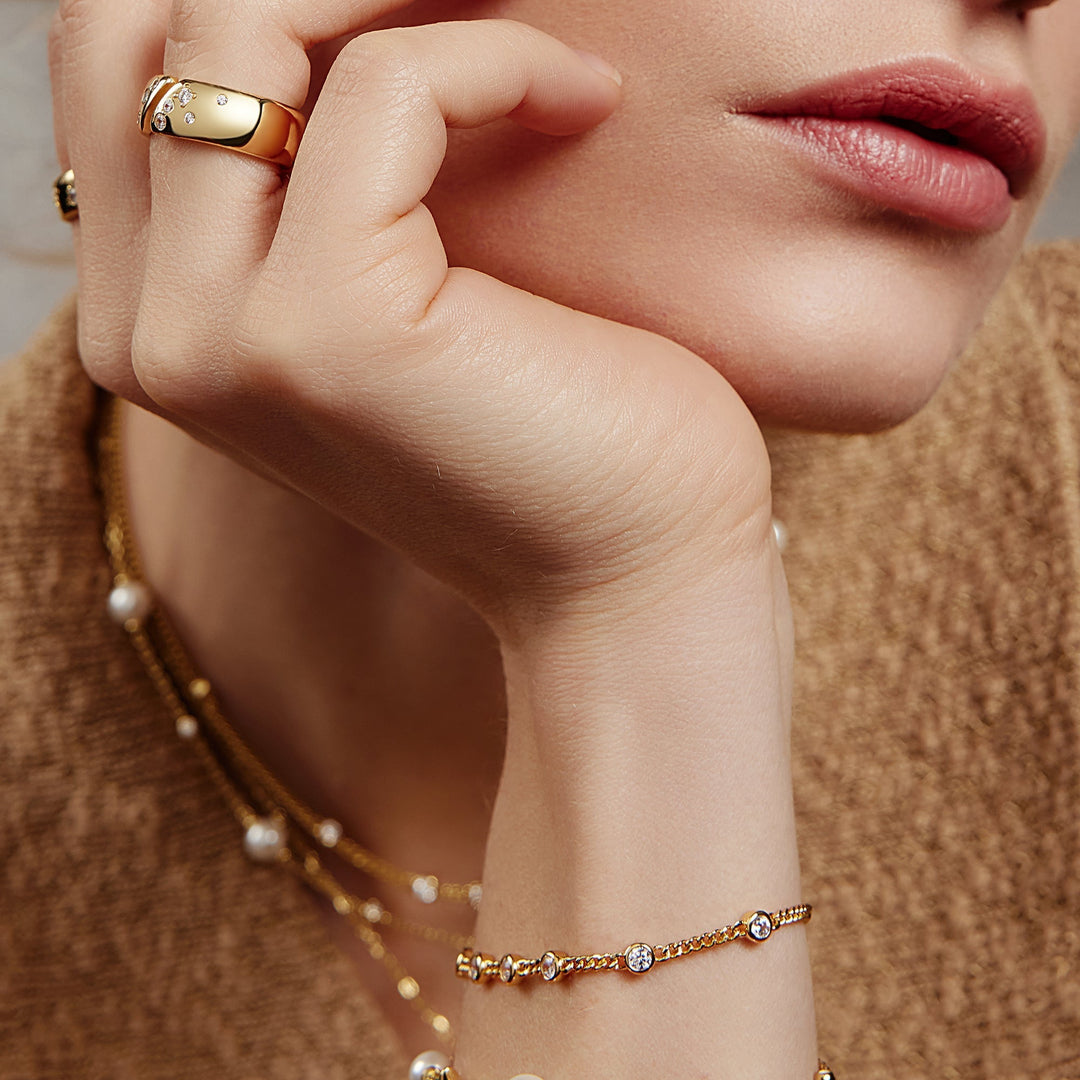 Ania Haie Gold Multi Station Round Stone Chain Bracelet